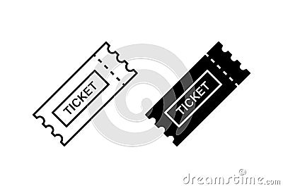 Ticket icon. Vector isolated element. Line raffle ticket symbol. Stock vector Vector Illustration