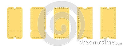 Ticket icons. Coupon icons. Various yellow ticket templates. Vector illustration Vector Illustration