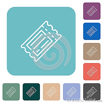 Ticket outline rounded square flat icons Vector Illustration