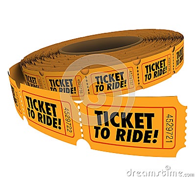 Ticket to Ride Roll Passes Admission Riding Travel Fun Stock Photo