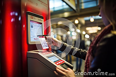 Ticket touch pay railway qr code. Generate Ai Stock Photo