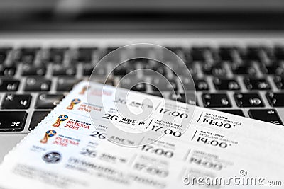 FIFA Venue Ticketing Centre, Moscow, Russia - April 2018. Editorial Stock Photo