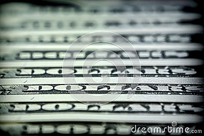 Tickets for hundred aligned dollars one on other Stock Photo