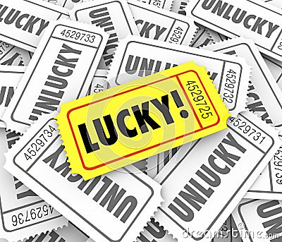 Tickets Lucky Versus Unlucky Words Raffle Contest Winner Odds Ch Stock Photo