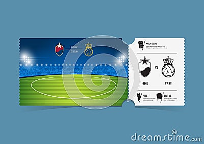 Tickets template design for football or soccer match. Gift vouchers or certificate coupons. Vector. Vector Illustration