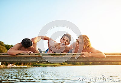 Ticklish teenager being teased Stock Photo