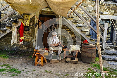 Reenactor at the historic Fort Ticonderoga in Upstate New York Editorial Stock Photo