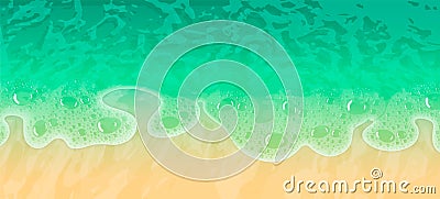 Tidal bore. Sea wave with foam on the beach sand. Advertising, banner, packaging Stock Photo