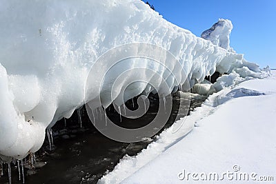 Tidal crack, White sea Stock Photo