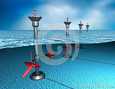 Tidal energy: generator in the ocean Stock Photo