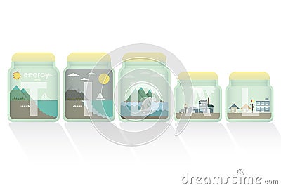 Tidal energy in jar Vector Illustration