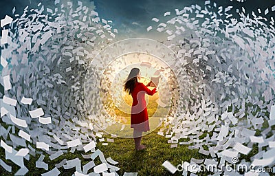 Tidal wave of book pages Stock Photo