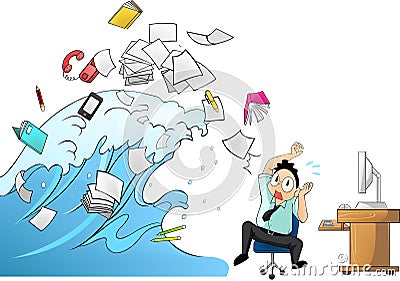 Tidal wave of work - man version Vector Illustration