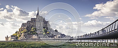 tidelands with Mont Saint-Michel, English Channel, Way of St. James, Route of Santiago de Compostela, Basse-Normandie, France Editorial Stock Photo