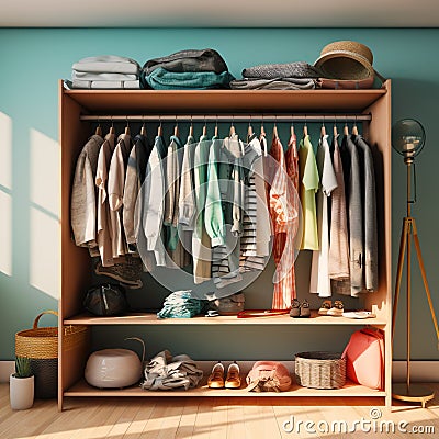 Photos of a tidy closet generated by artificial intelligence Stock Photo