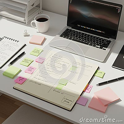 A tidy workspace featuring a notebook with a 
