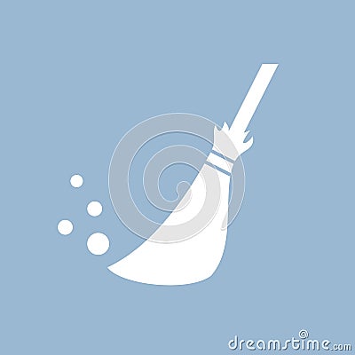 Tidying up broom vector icon Vector Illustration