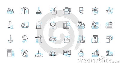 Tidying up linear icons set. Declutter, Organize, Simplify, Minimalism, Clean, Neat, Purge line vector and concept signs Vector Illustration