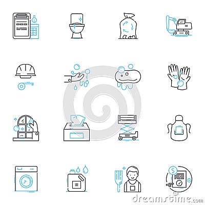 Tidying up linear icons set. Declutter, Organize, Simplify, Minimalism, Clean, Neat, Purge line vector and concept signs Vector Illustration