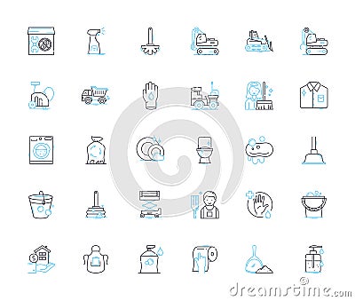 Tidying up linear icons set. Declutter, Organize, Simplify, Minimalism, Clean, Neat, Purge line vector and concept signs Vector Illustration