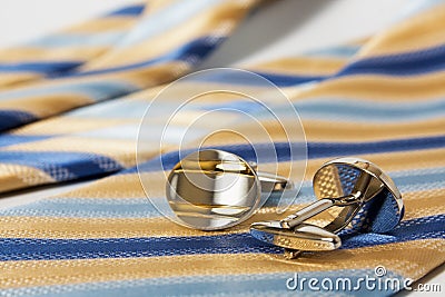 Tie, belt and cufflinks Stock Photo