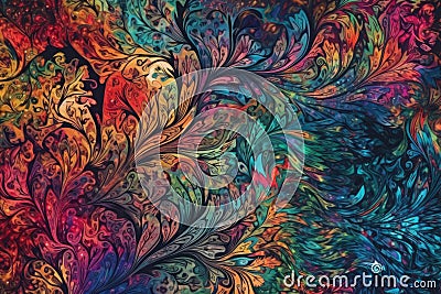 Tie-Dye Dreamscape Surreal and Psychedelic Wallpaper of Twisted Patterns and Colors Stock Photo