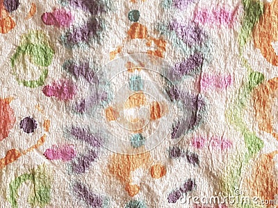 Tie Dye Patchwork. Ethnic Texture. Bohemian Floral Pattern. Multicolor Boho Ornament. Graphic Background. Vintage Tie Dye Tile. Stock Photo