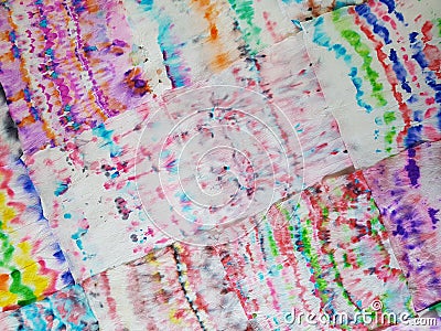 Tie Dye Pattern. Ethnic Pattern. Flowers Bohemian Borders. Bohemian Tile. Hippie Pattern. Abstract Multicolor White Tie Dye Rug. Stock Photo