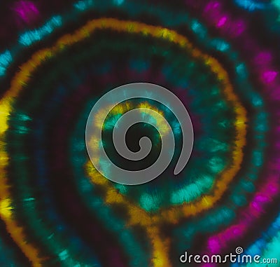 Tie Dye Spiral. Magic Fantasy Dirty Painting. Spiral Tie Dye Design. Space Colors Design. Universe Vibe. Vibrant Acrylic Effect. Stock Photo