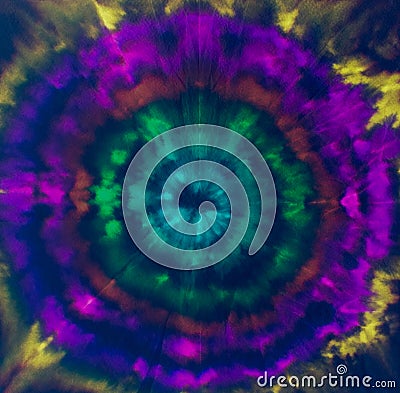 Tie Dye Spiral. Magic Fashion Tie Dye. Swirled Tie Dye Pattern. Space Colors Design. Universe Vibe. Floral Hand Drawn Effect. Stock Photo