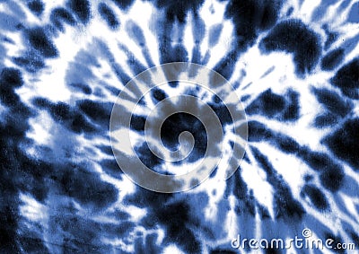 Tie dye spiral shibori indigo blue navy white abstract background Vector Illustration