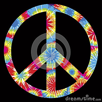 Tie Dyed Peace Symbol Vector Illustration