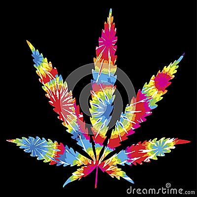 Tie Dyed Pot Leaf Vector Illustration