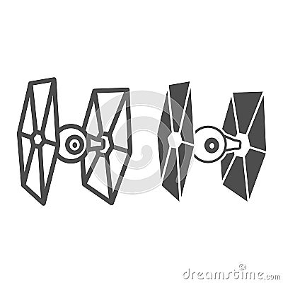 TIE Fighter line and solid icon, star wars concept, imperial starfighter eyeball vector sign on white background Vector Illustration