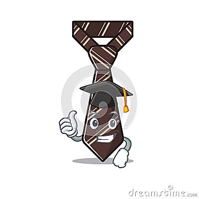 Tie isolated graduation hat with on the cartoon Vector Illustration