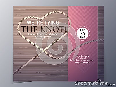 Tie the knot concept wedding invitation card vector template Vector Illustration