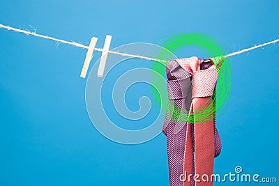 Necktie and tie on a rope Stock Photo