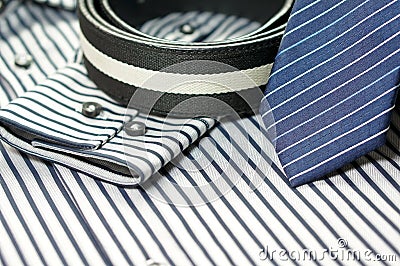 Tie on men shirt with belt Stock Photo