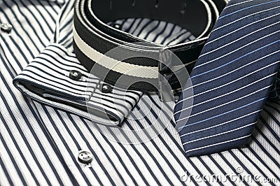 Tie on men shirt with belt Stock Photo