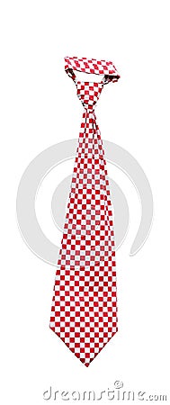 Tie with red and white squares pattern Stock Photo