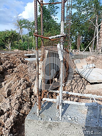 Tie the steel pole Stock Photo