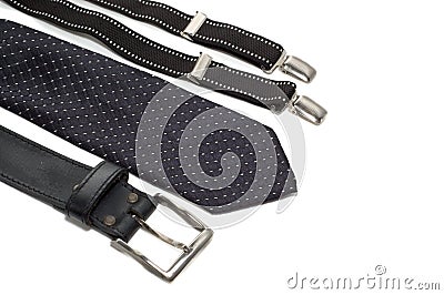 Tie suspenders and belt Stock Photo