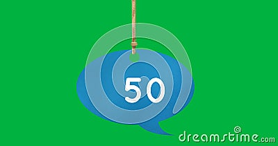 Tied blue speech bubble with numbers 4k Stock Photo