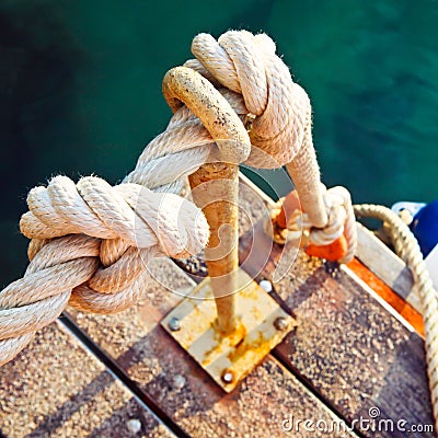 Tied nautical rope Stock Photo