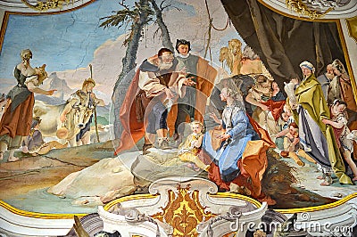 Tiepolo Frescoes at The Archbishop`s palace Udine, Italy Editorial Stock Photo