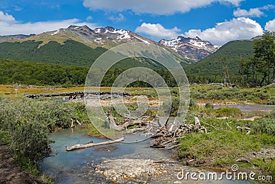 Tierra del Fuego laguna Esmeralda trekking Stock Photo