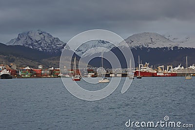 Tierra del Fuego, Ushuaia, Port view, Argentina, South America Editorial Stock Photo