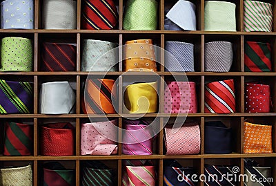 Ties on the shelf Stock Photo