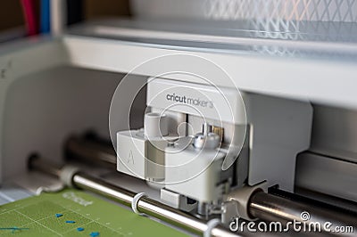 Tiffin, Iowa, USA - 10.2022 - Cricut smart cutting tool used in arts and crafts to make custom designs. Editorial Stock Photo