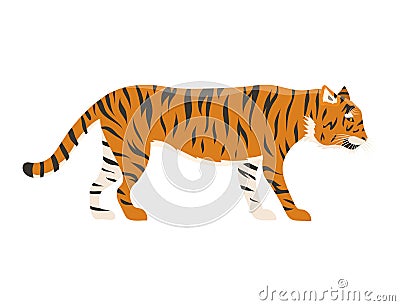 Tiger action wildlife animal danger mammal fur wild bengal wildcat character vector illustration Vector Illustration